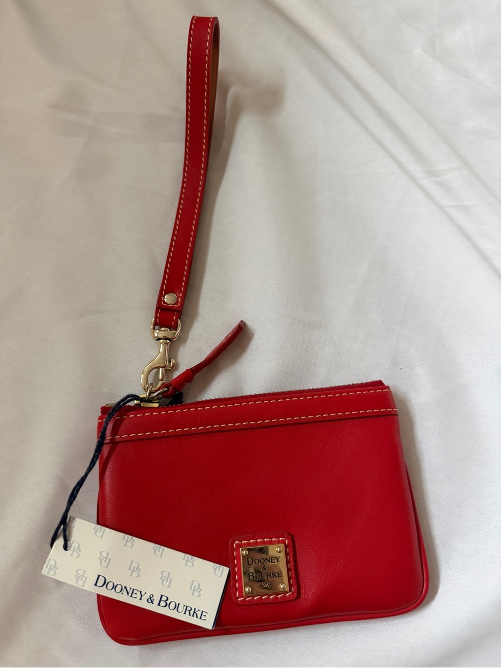 Dooney & Bourke Red Leather Wristlet Clutch with Detachable Strap